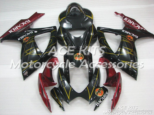 ACE KITS Motorcycle fairing For SUZUKI GSXR600 GSXR750 2006 2007 Injection or Compression Bodywork Black Red NO.V106