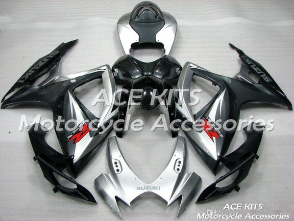 ACE KITS Motorcycle fairing For SUZUKI GSXR600 GSXR750 2006 2007 Injection or Compression Bodywork White Black NO.V100