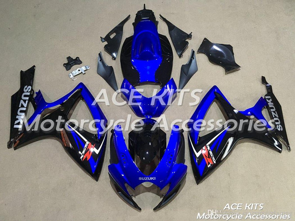 ACE KITS Motorcycle fairing For SUZUKI GSXR600 GSXR750 2006 2007 Injection or Compression Bodywork Black Blue NO.V86