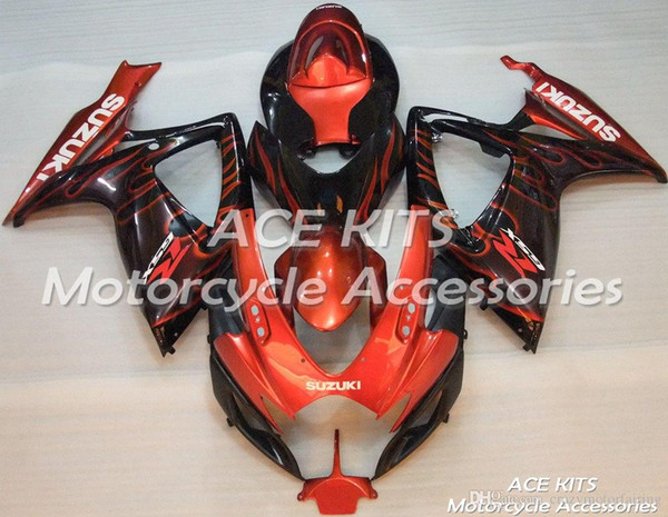 ACE KITS Motorcycle fairing For SUZUKI GSXR600 GSXR750 2006 2007 Injection or Compression Bodywork Black Red NO.V103