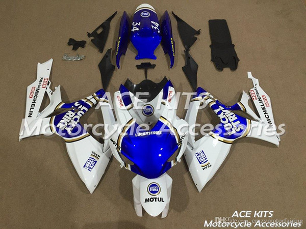 ACE KITS Motorcycle fairing For SUZUKI GSXR600 GSXR750 2006 2007 Injection or Compression Bodywork Blue White NO.V94