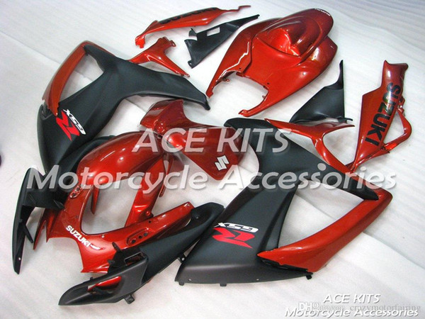 ACE KITS Motorcycle fairing For SUZUKI GSXR600 GSXR750 2006 2007 Injection or Compression Bodywork Black Red NO.V102