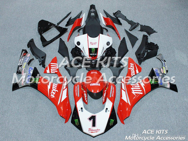 ACE KITS Motorcycle fairing For YAMAHA YZF R1 2015-2016 Injection or Compression Bodywork astonishing red white NO.2234