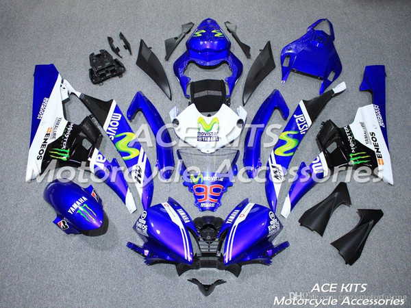 ACE KITS Motorcycle fairing For YAMAHA YZF R6 2006-2007 Injection or Compression Bodywork shocking blue white NO.2262