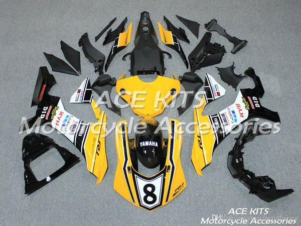 ACE KITS Motorcycle fairing For YAMAHA YZF R1 2015-2016 Injection or Compression Bodywork astonishing yellow black white NO.2239