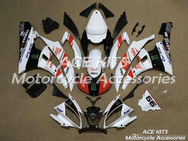 ACE KITS Motorcycle fairing For YAMAHA YZF R6 2006-2007 Injection or Compression Bodywork shocking white red NO.2255