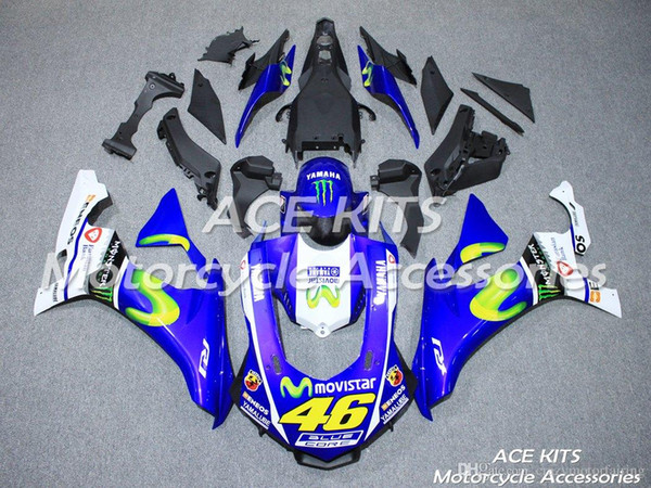 ACE KITS Motorcycle fairing For YAMAHA YZF R1 2015-2016 Injection or Compression Bodywork astonishing blue white NO.2235