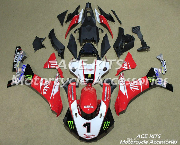 ACE KITS Motorcycle fairing For YAMAHA YZF R1 2015-2016 Injection or Compression Bodywork astonishing red white NO.2233