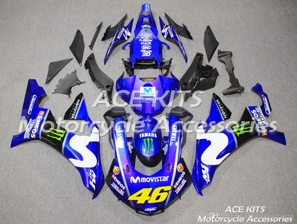 ACE KITS Motorcycle fairing For YAMAHA YZF R1 2015-2016 Injection or Compression Bodywork astonishing blue NO.2232