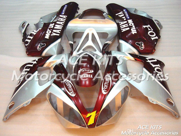 ACE KITS Motorcycle fairing For YAMAHA YZF R1 2000-2001 Injection or Compression Bodywork astonishing silver red NO.2036