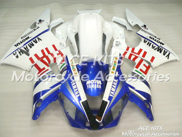 ACE KITS Motorcycle fairing For YAMAHA YZF R1 2000-2001 Injection or Compression Bodywork astonishing blue white NO.2029