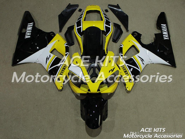 ACE KITS Motorcycle fairing For YAMAHA YZF R1 2000-2001 Injection or Compression Bodywork astonishing yellow black NO.2022