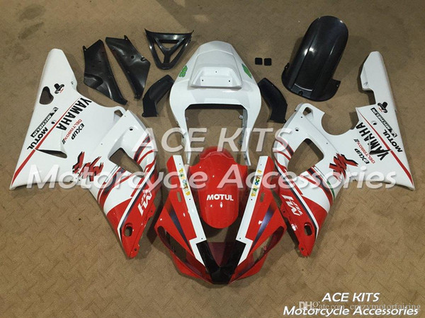 ACE KITS Motorcycle fairing For YAMAHA YZF R1 2000-2001 Injection or Compression Bodywork astonishing red white NO.2026