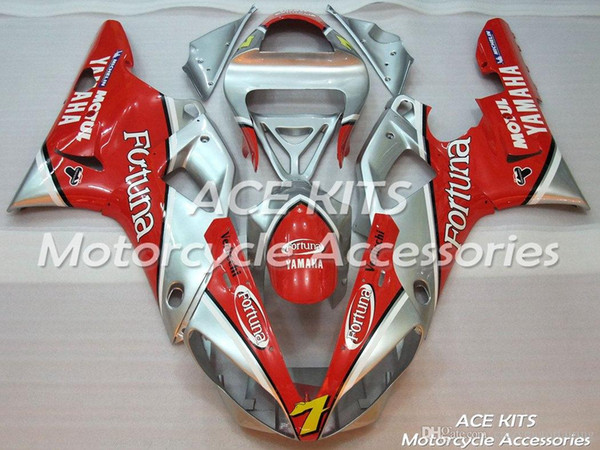 ACE KITS Motorcycle fairing For YAMAHA YZF R1 2000-2001 Injection or Compression Bodywork astonishing red and silver NO.2032