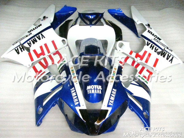 ACE KITS Motorcycle fairing For YAMAHA YZF R1 2000-2001 Injection or Compression Bodywork astonishing blue white NO.2035