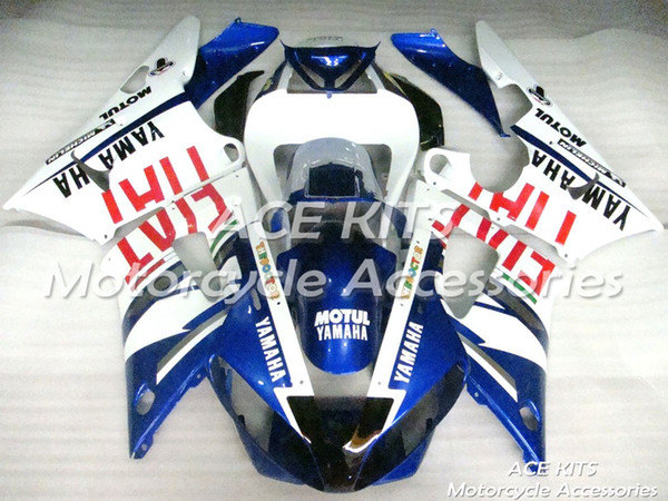 ACE Motorcycle Fairings For YAMAHA YZF R1 2000 2001 Compression or Injection Bodywork exciting blue and white No.1015