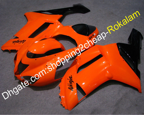 Orange Black ZX 6R 2007 2008 Fairing For Kawasaki ZX-6R ZX 636 ZX6R 07 08 Motorcycle Bodywork Cowling Parts Fit (Injection molding)