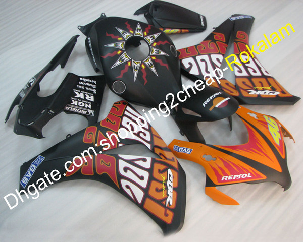 For Honda Fireblade CBR1000RR CBR1000 1000RR 2008 2009 2010 2011 Black Orange Decal Bodywork Fairing Kit (Injection molding)