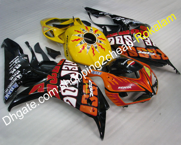 Decal Fairings For Honda 06 07 2006 2007 CBR1000RR CBR 1000 1000RR RR Black Yellow Red Bodywork Fairing Kit (Injection molding)