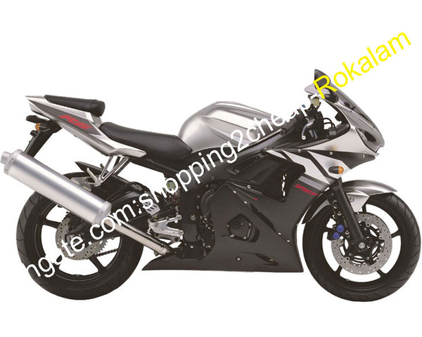 Custom Fairing For Yamaha YZF600 YZF 600 R6 2003 2004 03 04 YZF600R Bodywork Motorcycle Fairings Sliver Black (Injection molding)