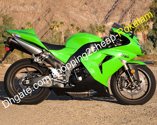 ZX-10R Moto Parts 06 07 For Kawasaki NINJA ZX 10R 2006 2007 ZX10R ZX 10 R Green Black ABS Fairing Kit (Injection molding)