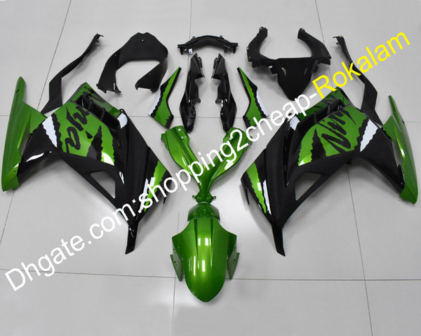 For Kawasaki ZX300 Ninja 300 2013 2014 2015 2016 EX 300 EX300 Green Black Bodywork Fairing Aftermarket Kit (Injection molding)