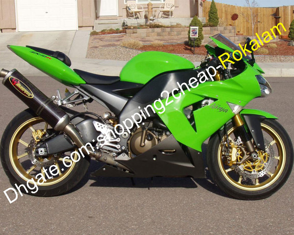 For Kawasaki NINJA ZX-10R 2004 2005 ZX 10R 04 05 ZX10R Green Black Motorcycles Fairing Aftermarket Kit (Injection molding)