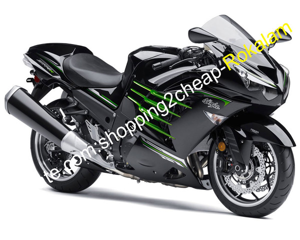 Motorcycles Part Kit For Kawasaki Ninja ZX14R ZZR1400 2012 2013 2014 2015 ZX-14R ZX 14R Black Green Fairing (Injection molding)