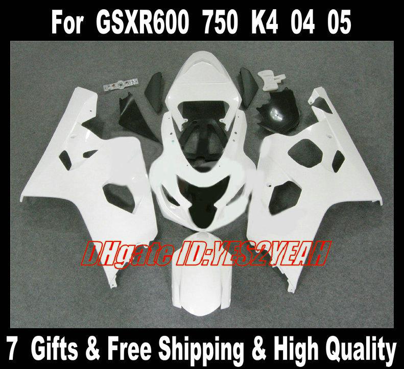 Fairings body kit for 2004 2005 SUZUKI GSXR600 750 GSXR 600 GSXR750 K4 04 05 GSXR 750 white Fairings Bodywork+gifts