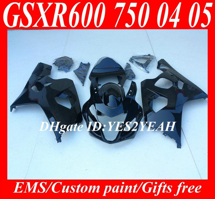 Injection Fairing body kit for 2004 2005 SUZUKI GSXR600 750 GSXR 600 GSXR750 K4 04 05 all gloss black Fairings Bodywork SG88