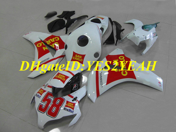 Custom Fairing kit for Honda CBR1000RR 08 09 10 11 CBR 1000RR 2008 2009 2011 CBR1000 ABS Red white Fairings set+Gifts HM56