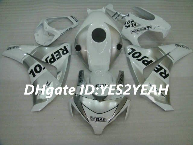 Motorcycle Fairing kit for Honda CBR1000RR 08 09 10 11 CBR 1000RR 2008 2009 2011 CBR1000 White Silver Fairings set+Gifts HM27