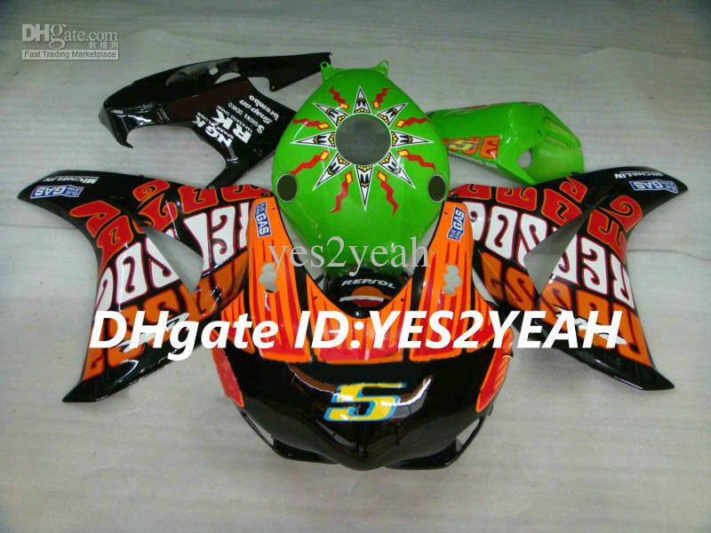 Motorcycle Fairing kit for Honda CBR1000RR 08 09 10 11 CBR 1000RR 2008 2009 2011 CBR1000 Green orange Fairings set+Gifts HM15