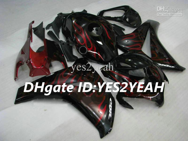 Motorcycle Fairing kit for Honda CBR1000RR 08 09 10 11 CBR 1000RR 2008 2009 2011 CBR1000 Red flames black Fairings set+Gifts HM04