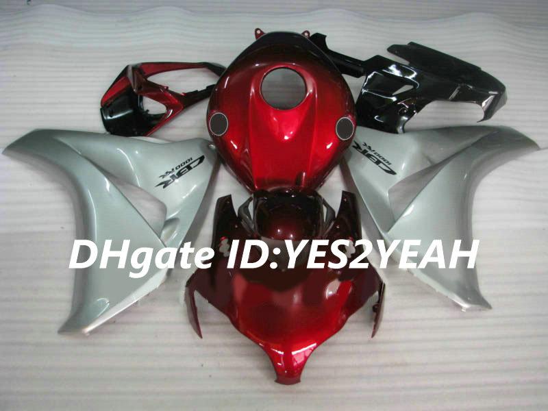 Motorcycle Fairing kit for Honda CBR1000RR 08 09 10 11 CBR 1000RR 2008 2009 2011 CBR1000 ABS Red silver Fairings set+Gifts HM08