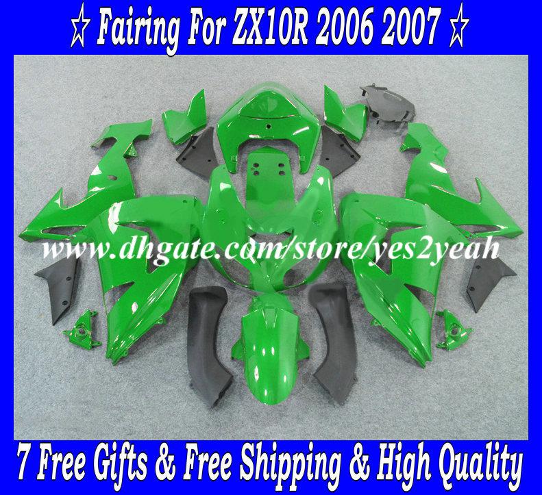 Injection mold Fairing kit for KAWASAKI Ninja ZX10R 06 07 Bodywork ZX 10R 2006 2007 ZX-10R Green black Fairings set+gifts KX29