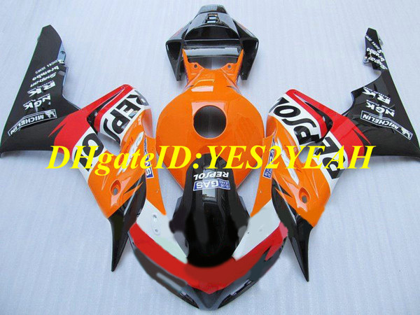 Custom Motorcycle Fairing kit for Honda CBR1000RR 06 07 CBR 1000RR 2006 2007 CBR1000 ABS Red orange black Fairings set+Gifts HH70