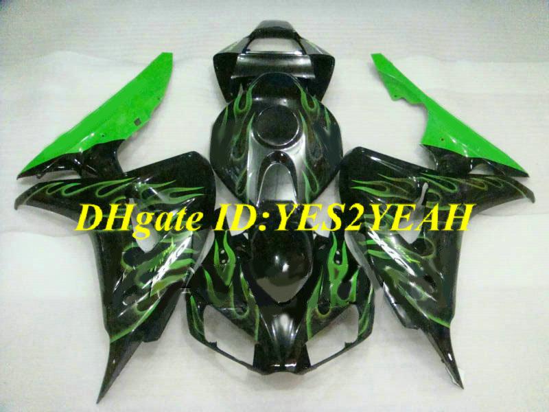 Exclusive Motorcycle Fairing kit for Honda CBR1000RR 06 07 CBR 1000RR 2006 2007 CBR1000 ABS Green flames black Fairings set+Gifts HH36