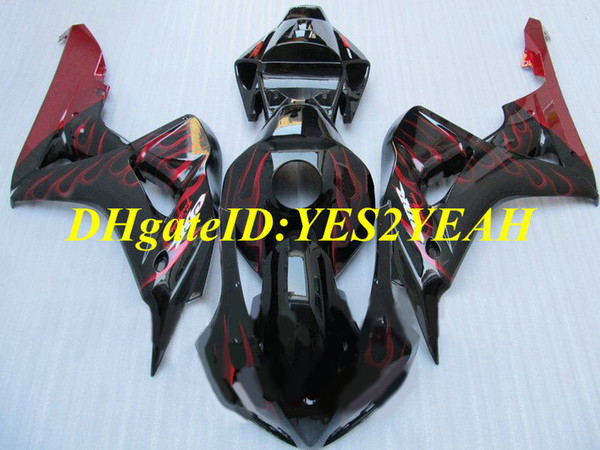 Custom Motorcycle Fairing kit for Honda CBR1000RR 06 07 CBR 1000RR 2006 2007 CBR1000 ABS Red flames black Fairings set+Gifts HH68