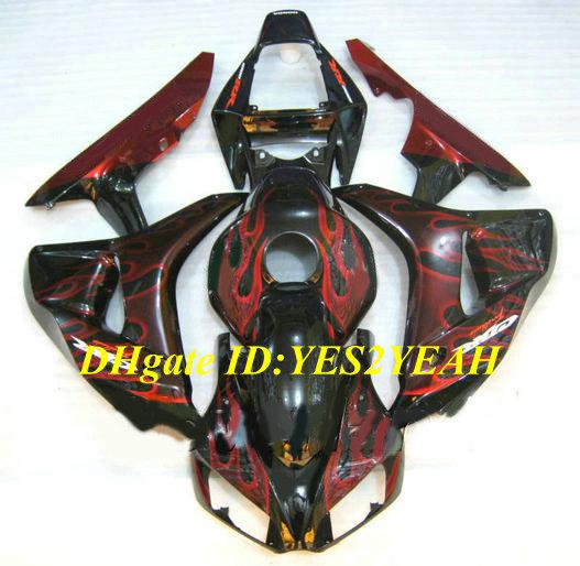 Hi-Grade Motorcycle Fairing kit for Honda CBR1000RR 06 07 CBR 1000RR 2006 2007 CBR1000 ABS red flames black Fairings set+Gifts HH06