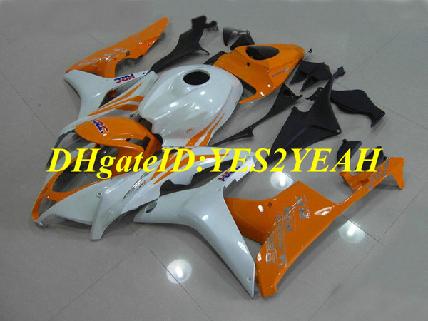 Custom Motorcycle Fairing kit for Honda CBR600RR 07 08 CBR 600RR F5 2007 2008 CBR600 ABS Orange white Fairings set+Gifts HX41