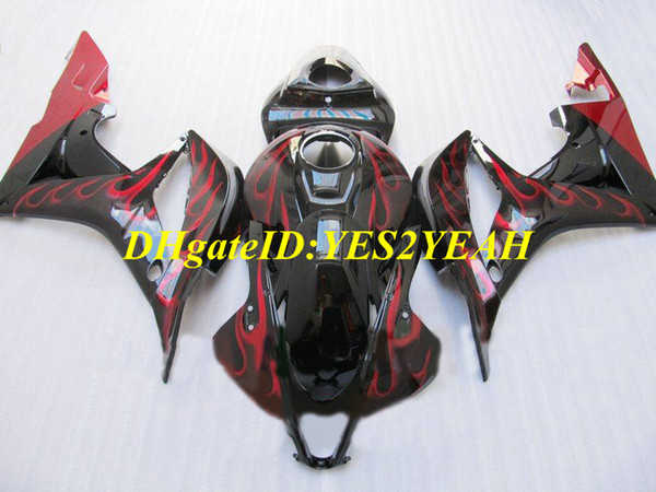 Hi-grade Motorcycle Fairing kit for Honda CBR600RR 07 08 CBR 600RR F5 2007 2008 CBR600 ABS Red flames black Fairings set+Gifts HX59