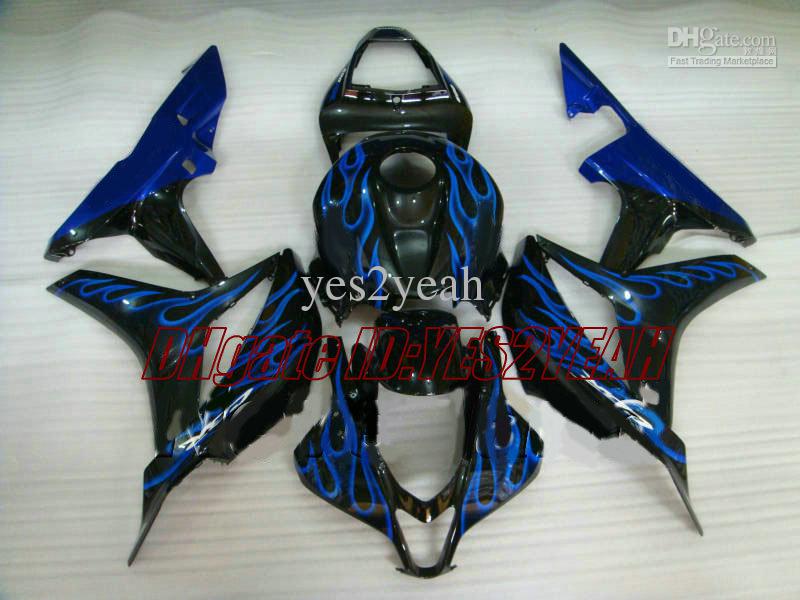 Motorcycle Fairing kit for Honda CBR600RR 07 08 CBR 600RR F5 2007 2008 CBR600 ABS Blue flames black Fairings set+Gifts HX02