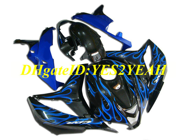 Motorcycle Fairing kit for Honda CBR600RR 07 08 CBR 600RR F5 2007 2008 CBR600 ABS Blue flames black Fairings set+Gifts HX35