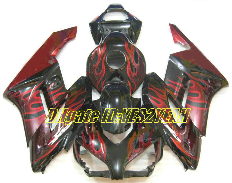 Custom Motorcycle Fairing kit for Honda CBR1000RR 04 05 CBR 1000RR 2004 2005 CBR1000 ABS Red flames black Fairings set+Gifts HM34