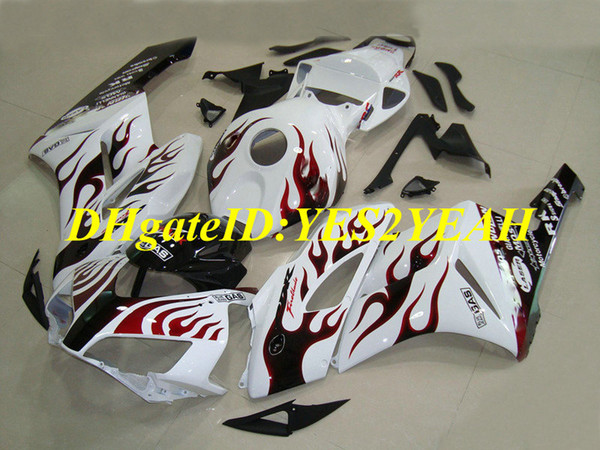 Exclusive Motorcycle Fairing kit for Honda CBR1000RR 04 05 CBR 1000RR 2004 2005 CBR1000 ABS Red flames white Fairings set+Gifts HM52