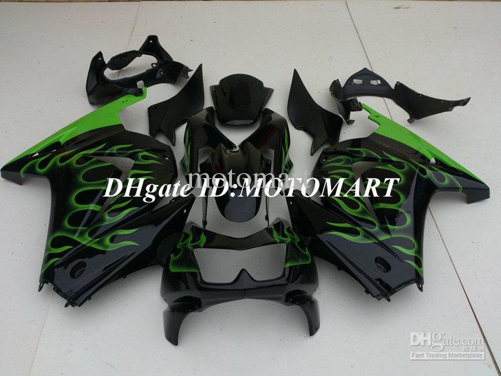 Green flames black Fairing for KAWASAKI Ninja ZX250R 08-12 ZX 250R 2008-2012 EX250 08 09 10 11 12 Fairings set