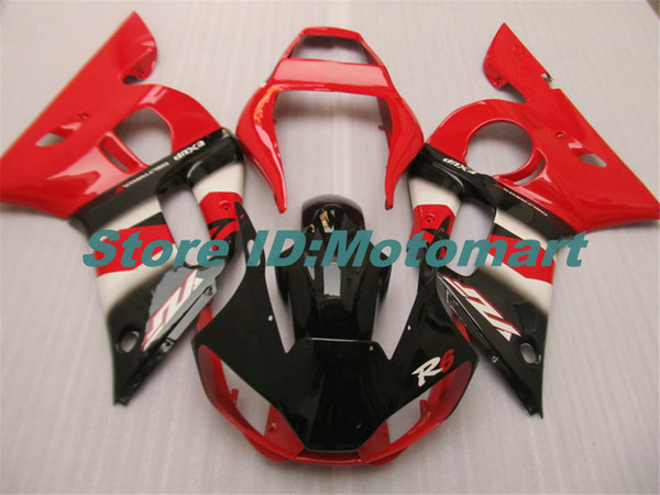 Motorcycle Fairing kit for YAMAHA YZFR6 98 99 00 01 02 YZF R6 1998 2002 YZF600 red black Fairings set+gifts YG42