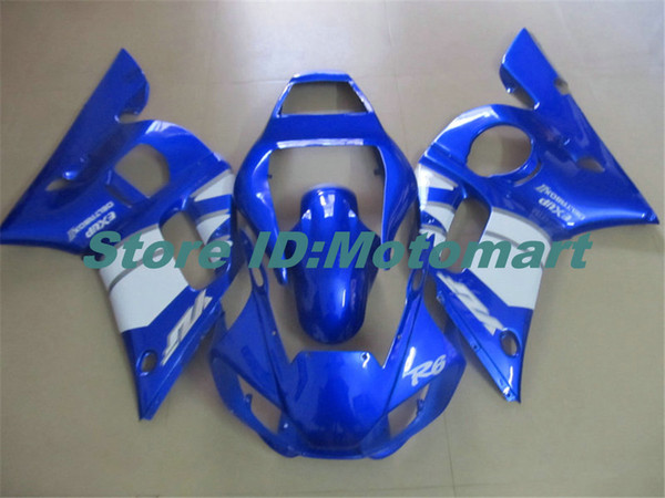 Motorcycle Fairing kit for YAMAHA YZFR6 98 99 00 01 02 YZF R6 1998 2002 YZF600 BLUE WHITE Fairings set+gifts YG38