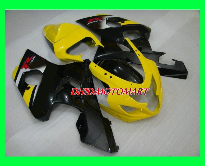 Fairing kits for SUZUKI GSXR600 750 K4 04 05 2004 2005 GSXR 600 GSXR 750 Yellow gloss blk Fairings kit +7 gifts SZ28